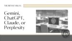 Illustration generated by Gemini AI showing a minimal, modern workspace with an AI face displayed on a computer screen—used as the blog header image for a post comparing top AI chatbots.