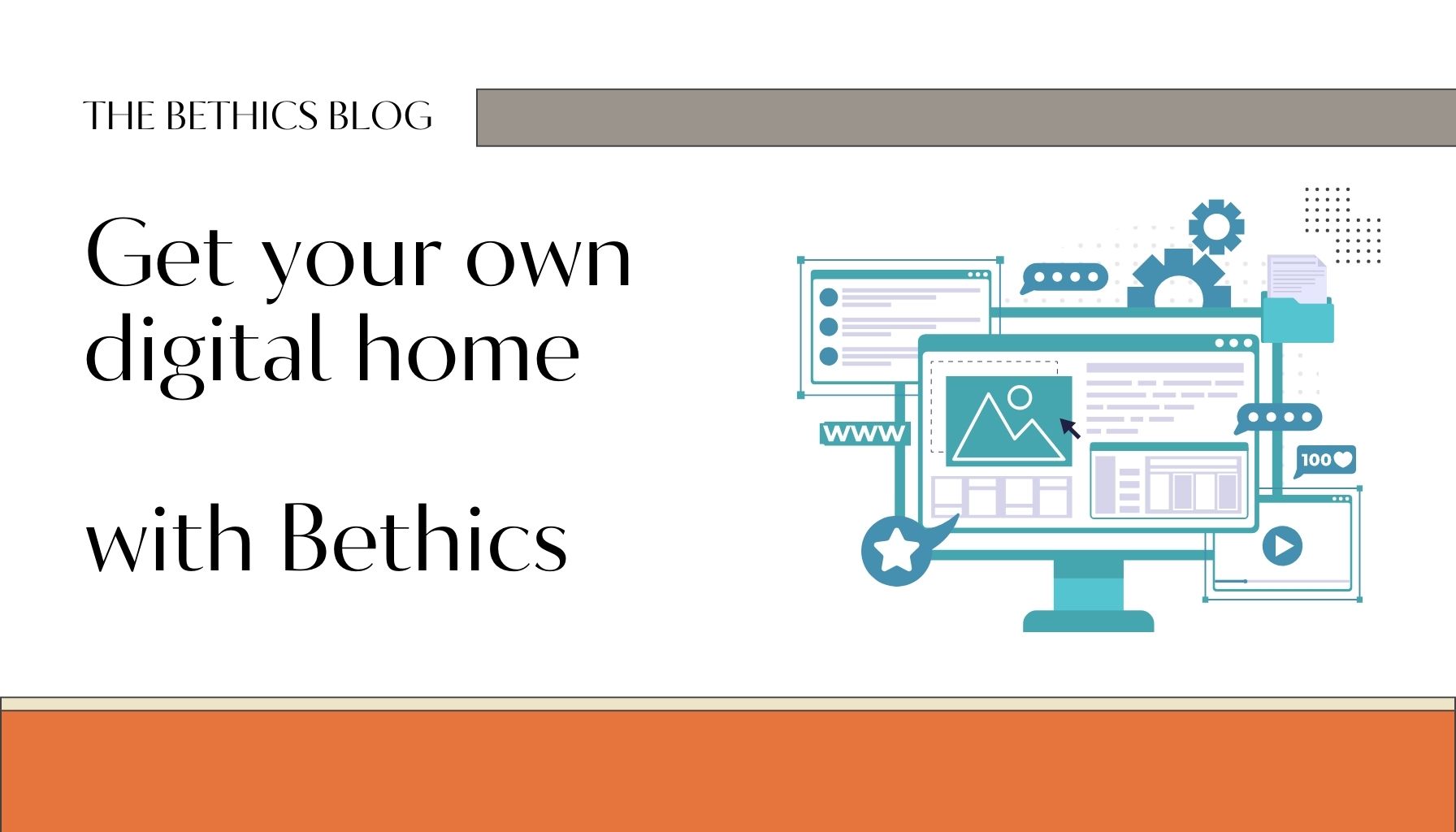 Blogpost header for the post about "Digital Independence with Bethics" with some illustration related to webpages/IT