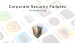 Corporate Security Failures: Shield icon protecting mobile app icons, emphasizing cybersecurity liability.