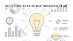 7-step bootstrap business plan infographic with lightbulb and business charts on white background